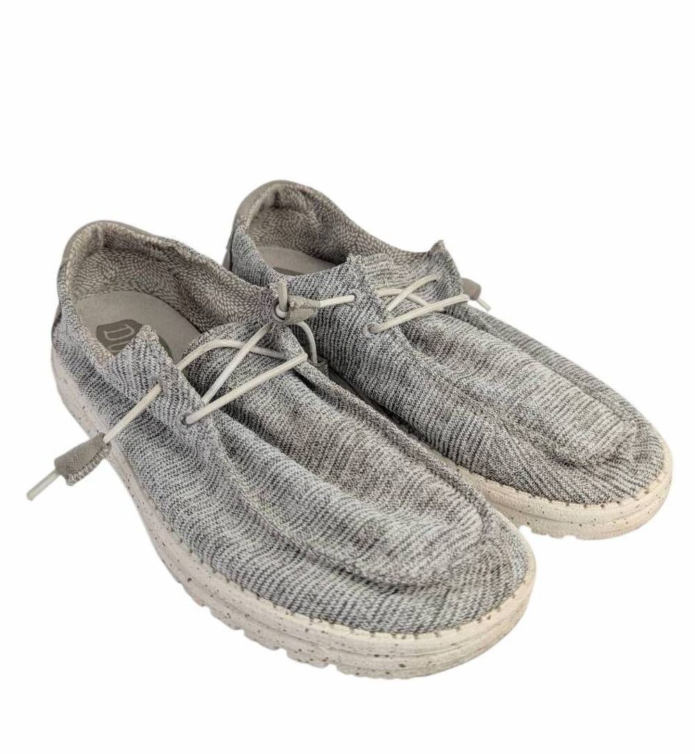 Hey Dude Wendy Cloud Gray & White striped slip on comfort shoes womens 10